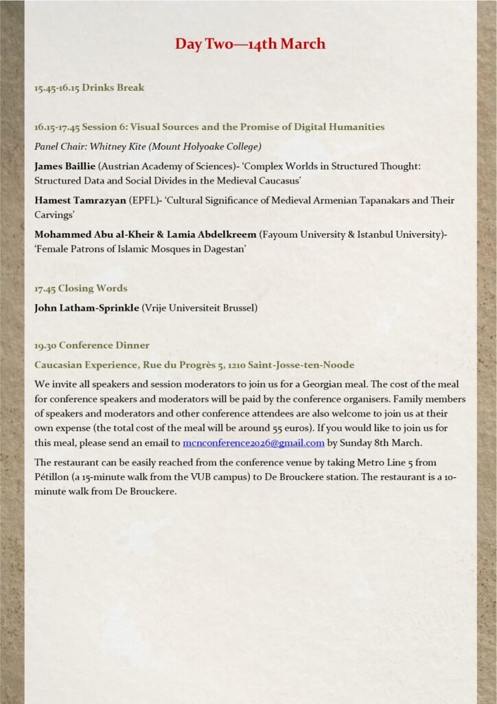 Day two programme. Text as above.